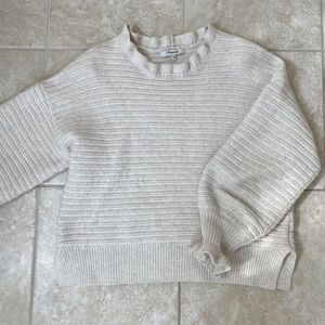 Madewell Oat Colored Sweater with Rufle Details